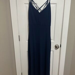 Market & Spruce Blue Spaghetti Strap Sleeveless Gown